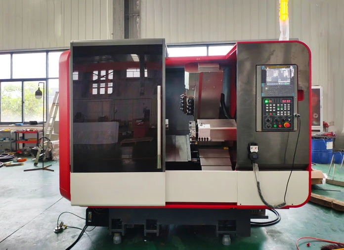 Slant bed CNC turning center